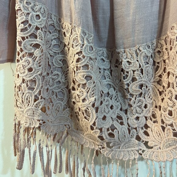 Unique Spectrum Pink Lace & Fringe Blouse (XL) - Picture 3 of 5